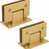 Set 2 Cerniere Oro Satinato per Porta Doccia in Vetro – Angolo 90° in Acciaio Inox Opaco con Accessori | Cardini per Box Doccia e Bagno