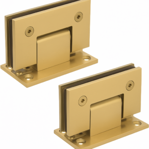 Set 2 Cerniere Oro Satinato per Porta Doccia in Vetro – Angolo 90° in Acciaio Inox Opaco con Accessori | Cardini per Box Doccia e Bagno