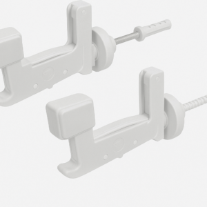 Ferma Imposte Regolabile - Sistema di Ancoraggio Automatico per Scuri e Persiane (Infissi 40-55 mm) | Kit da 2 Pezzi con Tasselli 6x70 mm, Bianco