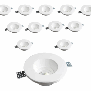 Set 12 Portafaretto GU10 Incasso Rotondo Slim in Gesso Ceramico – Verniciabile
