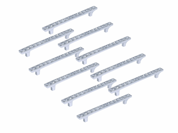 Set 10 Pomelli Cristallo Tipo Swarovski 128mm – Maniglie Eleganti per Mobili, Cassetti e Armadi – Design Trasparente con Strass