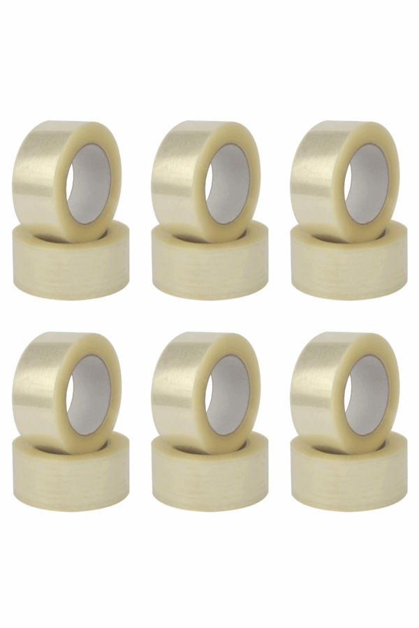 Set da 12x Nastro Adesivo Trasparente  | Imballaggio Resistente per Pacchi, Scatole e Cartoni | 50mm x 66m