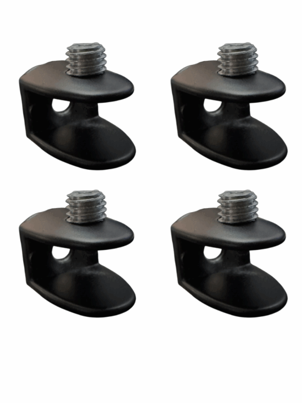 Set 4 Morsetti Nero per Vetro in Lega di Zinco – Supporto Regolabile per Vetro 6-8 mm