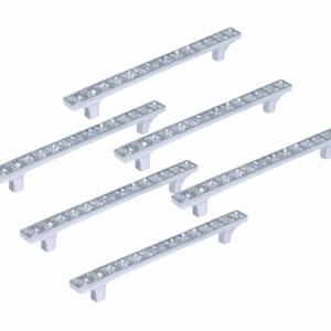 Set 6 Pomelli Cristallo Tipo Swarovski 128mm – Maniglie Eleganti per Mobili, Cassetti e Armadi – Design Trasparente con Strass