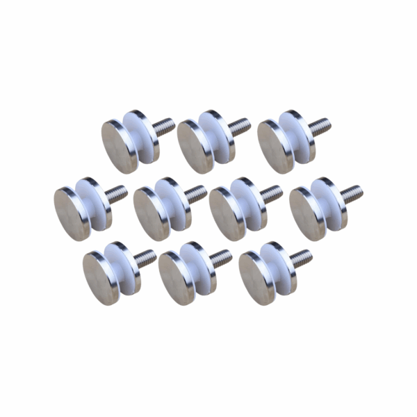 Set 10 Distanziali Vetro Decorativi in Acciaio Inox – Ø52 mm  | Perno per Vetro e Acrilico, Ideale per Docce e Arredi Moderni