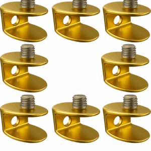 Set 8 Morsetti Oro Lucido per Vetro in Lega di Zinco – Supporto Regolabile per Vetro 6-8 mm