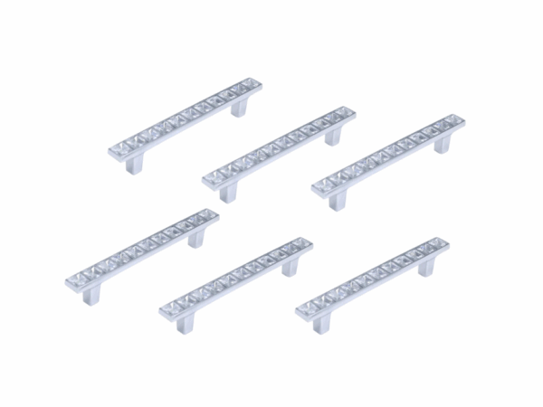 Set 6 Pomelli Cristallo Tipo Swarovski 96mm – Maniglie Eleganti per Mobili, Cassetti e Armadi – Design Trasparente con Strass