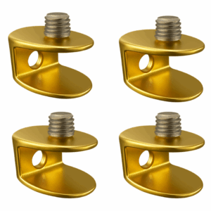 Set 4 Morsetti Oro Lucido per Vetro in Lega di Zinco – Supporto Regolabile per Vetro 6-8 mm