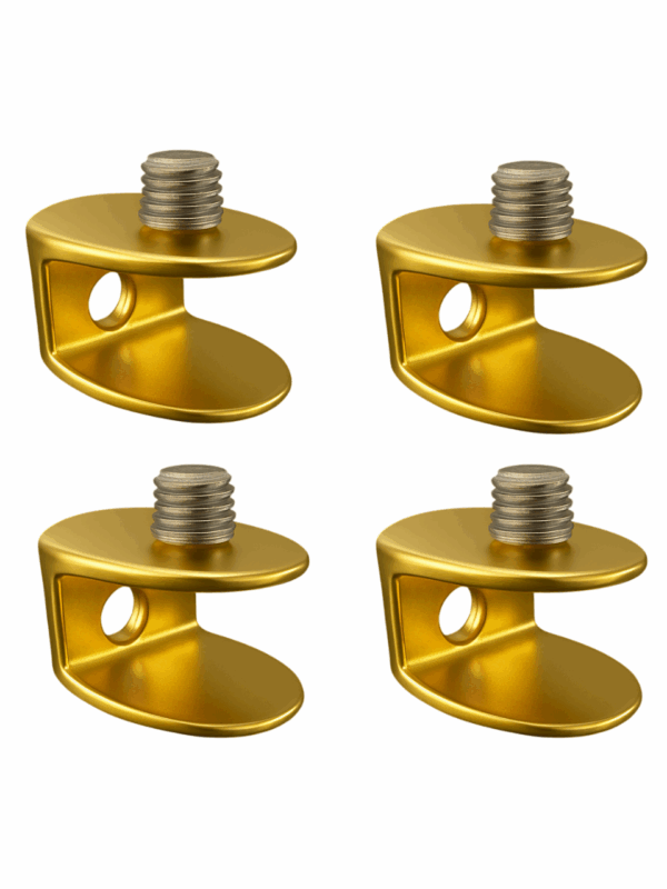 Set 4 Morsetti Oro Lucido per Vetro in Lega di Zinco – Supporto Regolabile per Vetro 6-8 mm