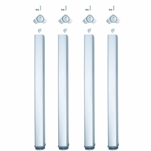Kit Gambe Quadrate Regolabili per Tavolo Ø60x710 mm – Nichel - Set di 4 Piedi in Acciaio – Altezza Regolabile 710–730 mm - Nichel