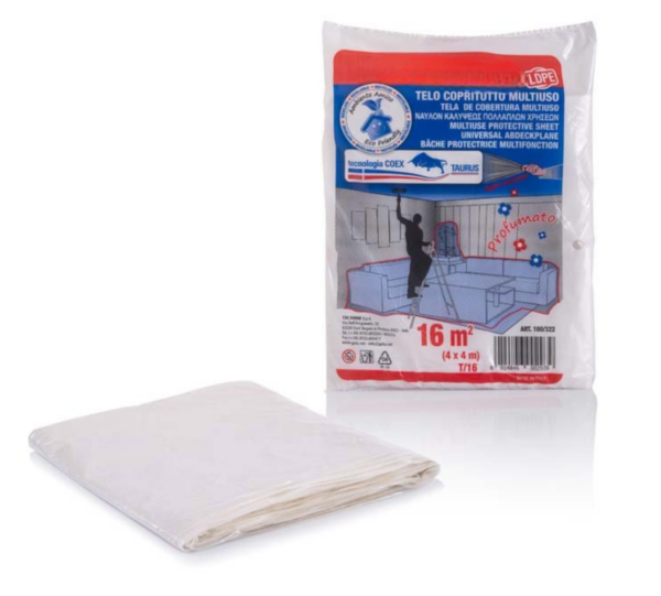 Set 12 Teloni Copritutto in LDPE 4x4 Metri – Telo Protettivo Multiuso 6 Micron Riutilizzabile | Ideale per Pittura, Polvere, Umidità e Lavori Domestici