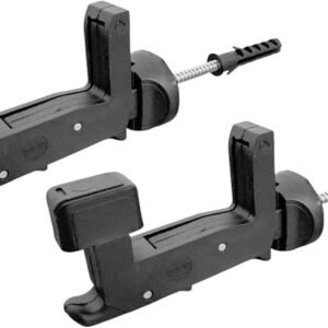 Ferma Imposte Regolabile - Sistema di Ancoraggio Automatico per Scuri e Persiane (Infissi 40-55 mm) | Kit da 2 Pezzi con Tasselli 6x70 mm, Nero