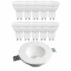 Kit Illuminazione Completo: 10 Lampadine LED GU10 10 W 6000 K + 10 Portafaretti Rotondi Incasso Slim in Gesso Ceramico